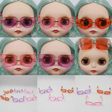 2x1/6 Pair Square Frame Clear Lens Glasses Eyewear for Blythe Dolls Orange