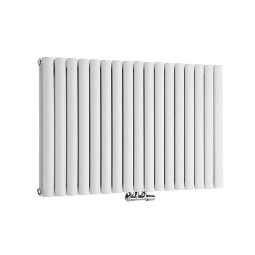 Nes Home 1020 x 600 mm Horizontal Side Connection Radiator White Double Oval