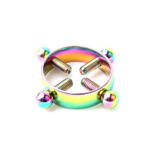 (Colorful) Adjustable Titanium Round Fake Non-piercing Nipple Ring Shield Jewelry