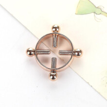 (Rose gold) Adjustable Titanium Round Fake Non-piercing Nipple Ring Shield Jewelry