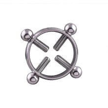 (Steel color) Adjustable Titanium Round Fake Non-piercing Nipple Ring Shield Jewelry