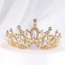 (Gold) Starring Rhinestone Crown Rhinestone Jewelry Headdress Headband For Bride Wedding Headwear