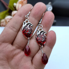 (B) Halloween Decorative Jewelry New Vintage Water Drop Ruby Hand Earrings Gifts For Girls Fashion Exaggerated Earring Halloween Day