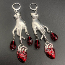 (A) Halloween Decorative Jewelry New Vintage Water Drop Ruby Hand Earrings Gifts For Girls Fashion Exaggerated Earring Halloween Day