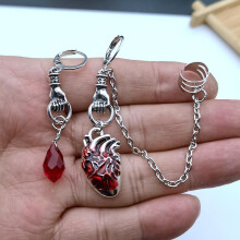 (D) Halloween Decorative Jewelry New Vintage Water Drop Ruby Hand Earrings Gifts For Girls Fashion Exaggerated Earring Halloween Day