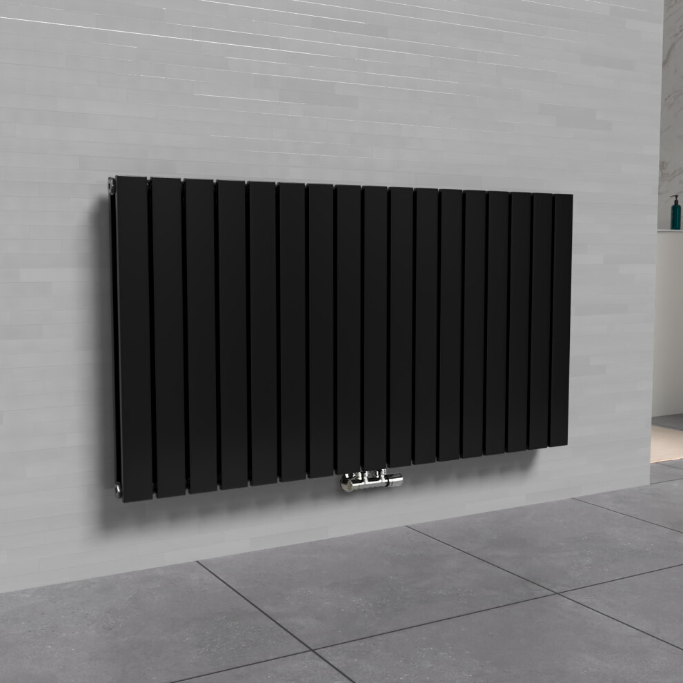 Nes Home 1158 X 600mm Horizontal Panel Side Connection Black Designer Radiator