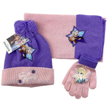 (C) Frozen Anna Elsa Character Kids Girls Winter Cartoon Knitted Beanie Hat Scarf Neck Warmer Gloves Set