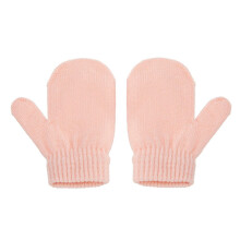 (Pink Gloves) Cute Knitted Pompom Baby Hat Thick Warm Girls Boys Beanie Winter Ear Warm Cap Set Kids Gloves Hats Bonnet