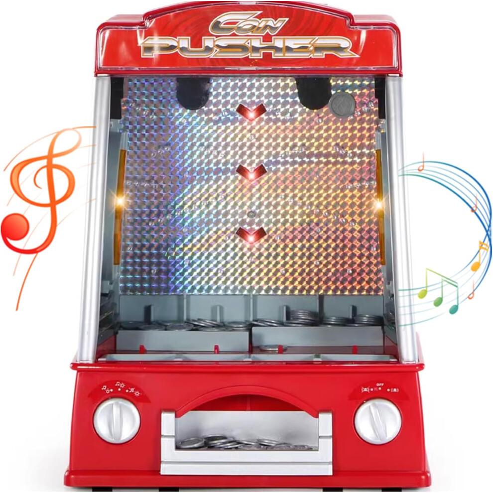 Arcade Coin Pusher Game Machine Novelty Battery Powered Light Sound Slot Machine