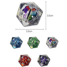 (Blue) Polyhedral Crystal Dragon Eye Dice Longan Dice Resin Crafts Ornaments Tarot Game Party Toys Desktop Entertainment Halloween Dice