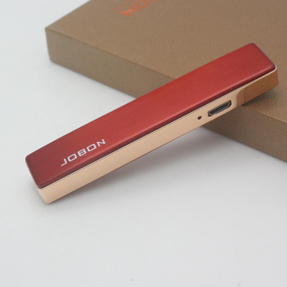 Yeuligo Red (Electrophoresis ) Zb679 Electronic Cigarette Lighter Usb Charging Lighter Ultra-Thin Metal Lighter Electronic Cigarette Lighter