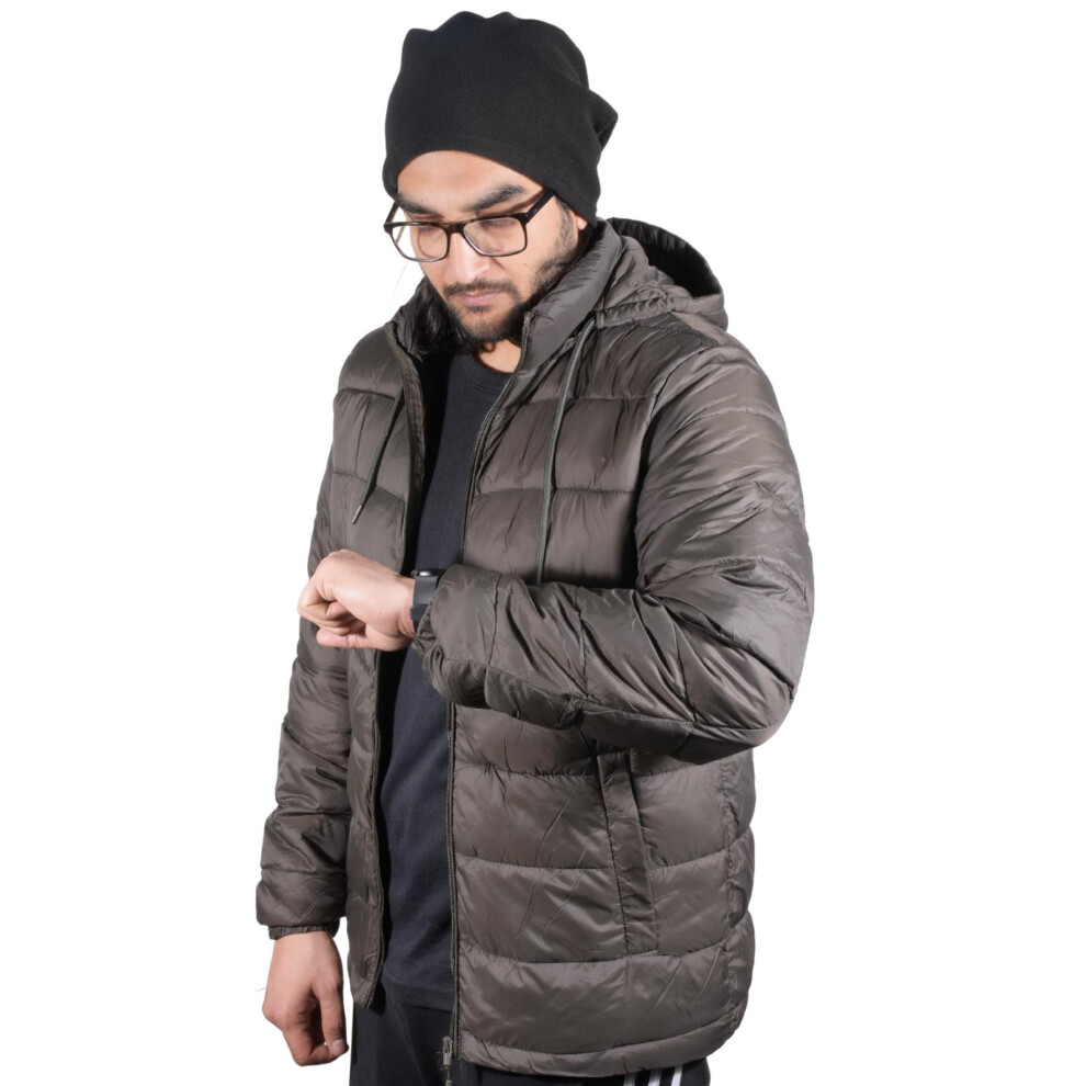 (Army, S) Mens Jacket Bomber WarmPadded Water-Resistant Coat