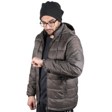 (Army, L) Mens Jacket Bomber WarmPadded Water-Resistant Coat