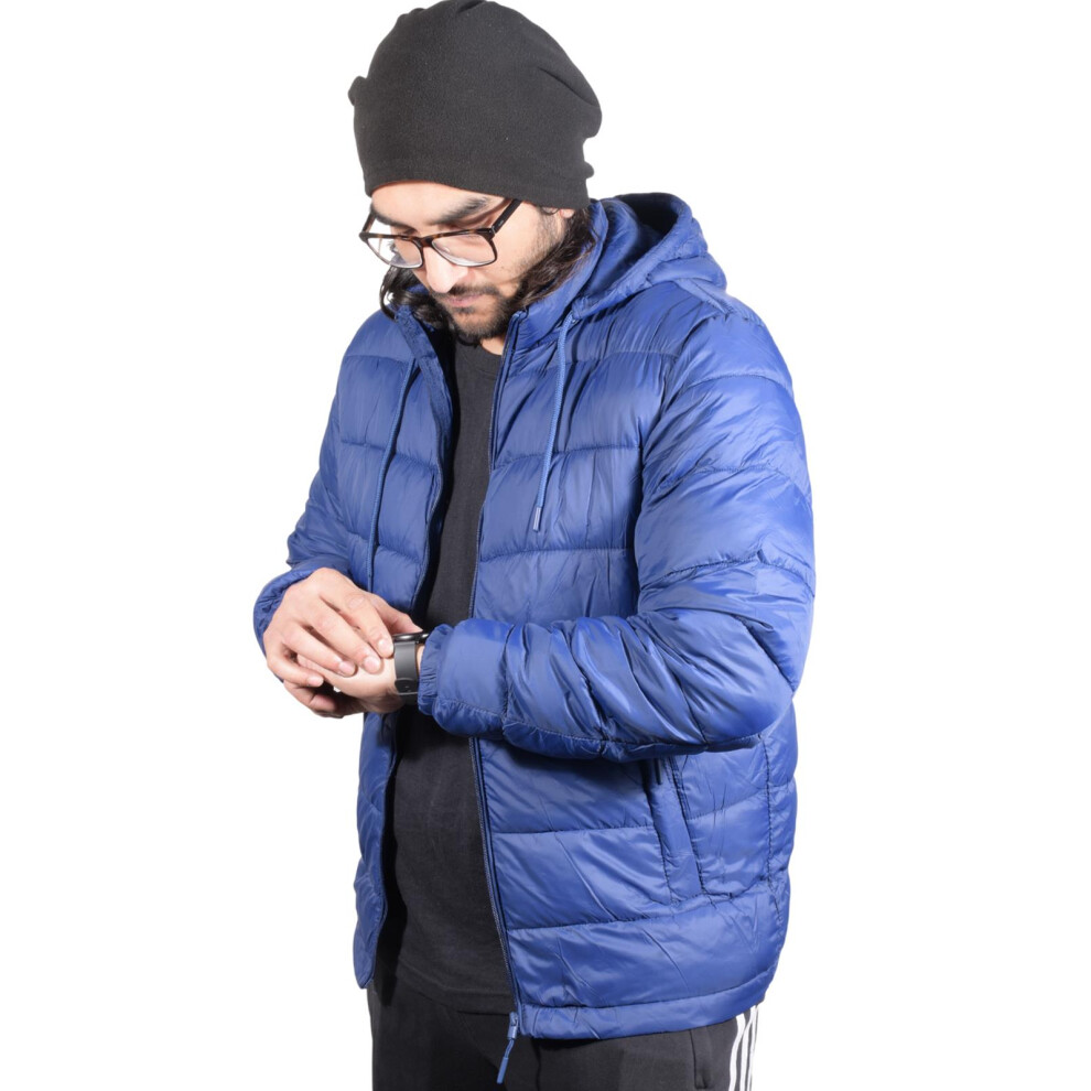 (Blue, S) Mens Jacket Bomber WarmPadded Water-Resistant Coat