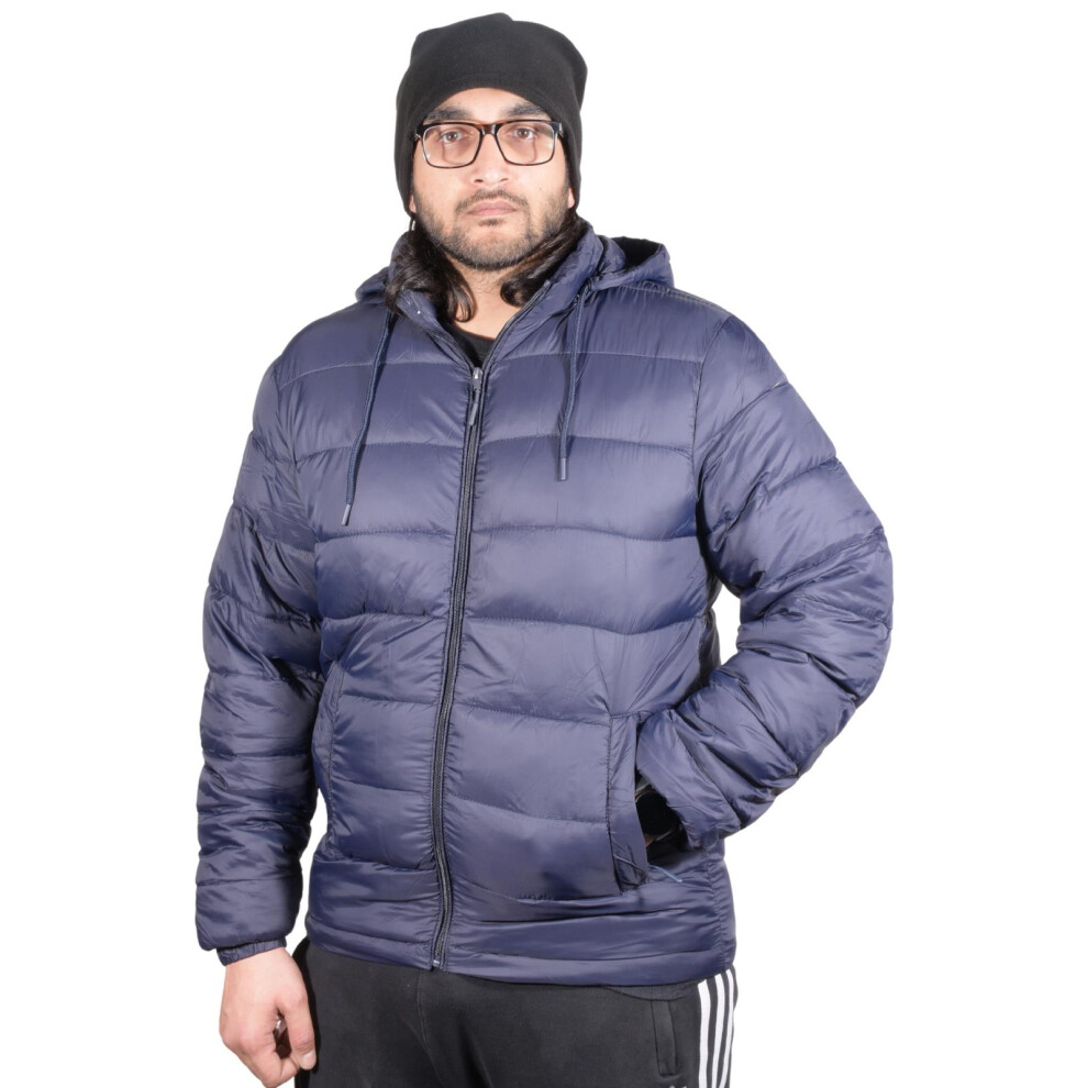 (Navy, M) Mens Jacket Bomber WarmPadded Water-Resistant Coat