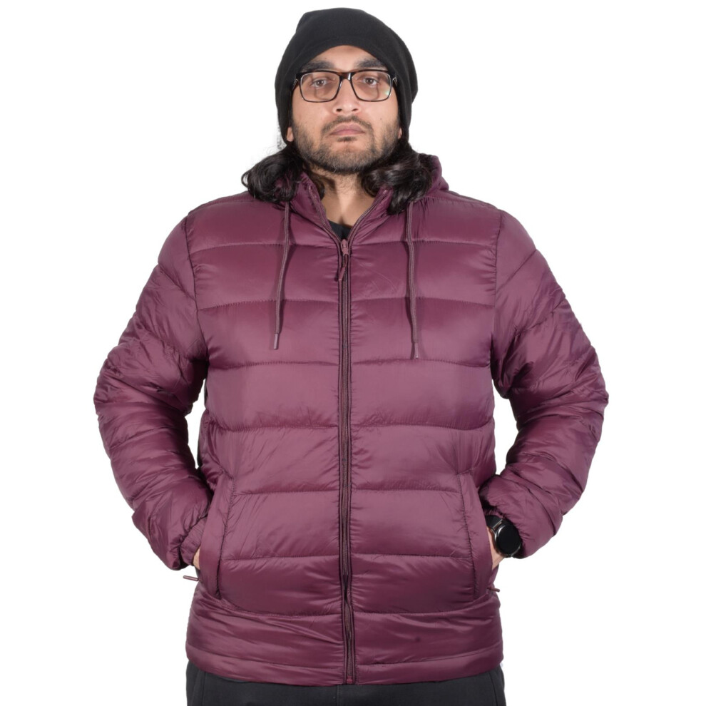 (Wine, S) Mens Jacket Bomber WarmPadded Water-Resistant Coat