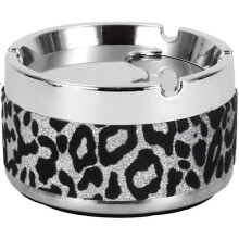(silver) Car Ashtray with Lid Rotating Wind Fashionable Leopard Print Ashtray for Outdoor Useyellow -q42