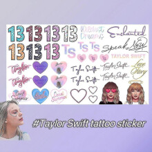 (C) Taylor Swift Temporary Tattoo Stickers, Number 13 & lOVER Hand Tattoo Inspired, Tour Concert Merch Accessories for Swiftie, For Face, Women, Body - SH