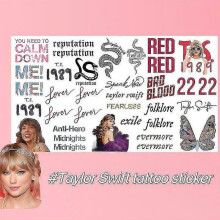 (D) Taylor Swift Temporary Tattoo Stickers, Number 13 & lOVER Hand Tattoo Inspired, Tour Concert Merch Accessories for Swiftie, For Face, Women, Body - SH