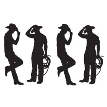 Beistel 4 stykke cowboy silhuetter 35'' & 37'' (sort)