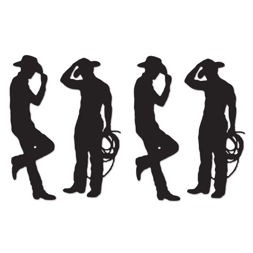 Beistle 4 siluetas de vaquero de 35'' y 37'' (negro)