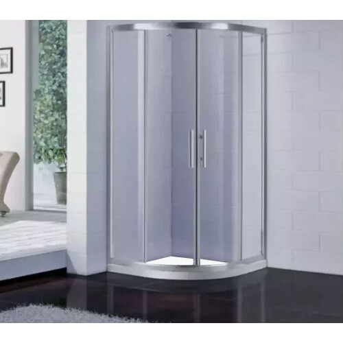 (Including Riser Kit, 800mm x 800mm) Chrome Quadrant Enclosure And Tray With Riser Kit Option 2