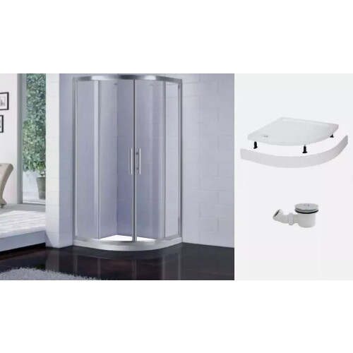 (Including Riser Kit, 800mm x 800mm) Chrome Quadrant Enclosure And Tray With Riser Kit Option