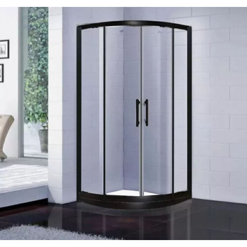 (Including Riser Kit, 900mm x 900mm) Black Quadrant Enclosure And Tray With Riser Kit Option 2