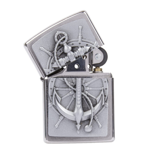 Zippo Zippo Lighter Anchor Nautical Brushed Chrome Windproof Flame Fuel Refillable 1