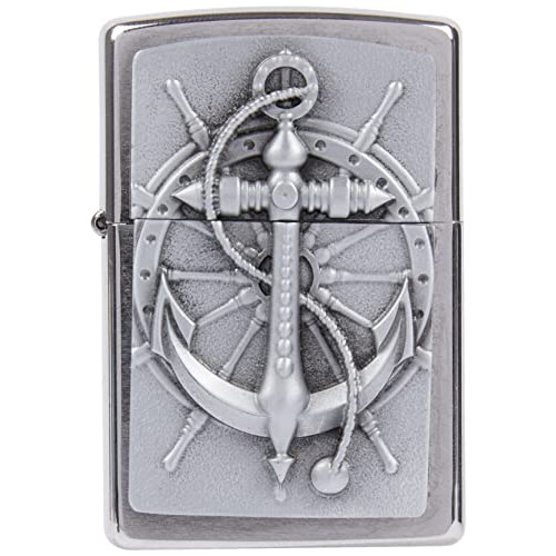 Zippo Zippo Lighter Anchor Nautical Brushed Chrome Windproof Flame Fuel Refillable 2