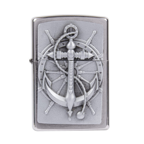 Zippo Zippo Lighter Anchor Nautical Brushed Chrome Windproof Flame Fuel Refillable