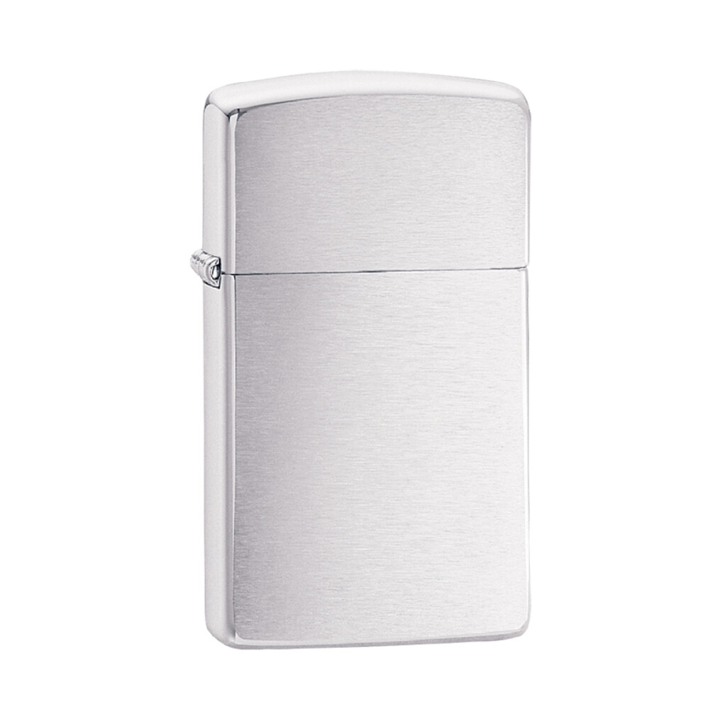 Zippo Slim Brushed Chrome Windproof Flame Lighter Genuine Smokers Accessory