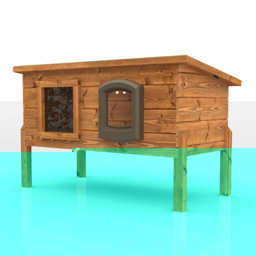 XL Outdoors Microchip Self Heating Cat House Kennel with One Way Privacy Window 2