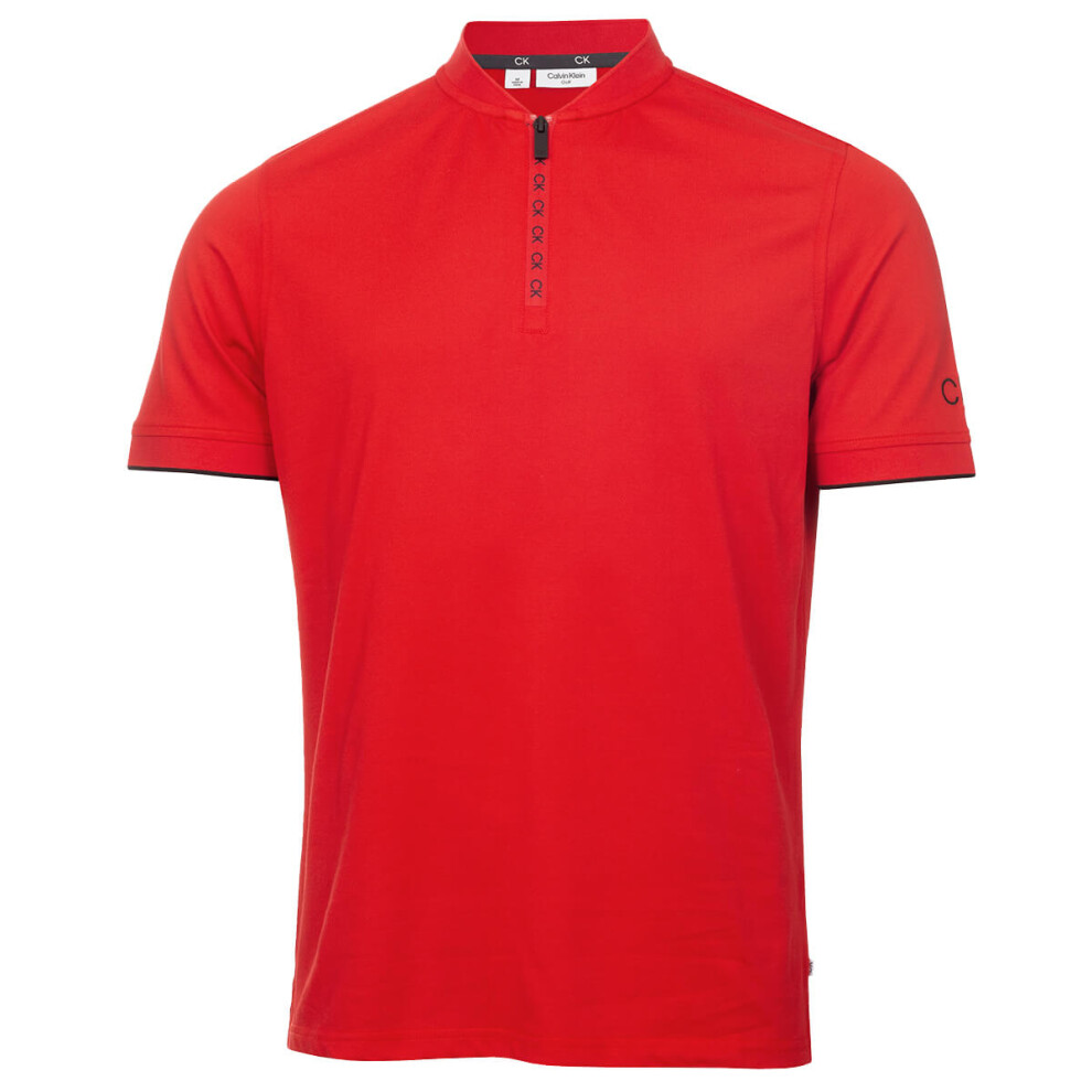 (L, Cardinal Red) Calvin Klein Mens Del Monte Planet Lightweight Wicking Golf Polo Shirt