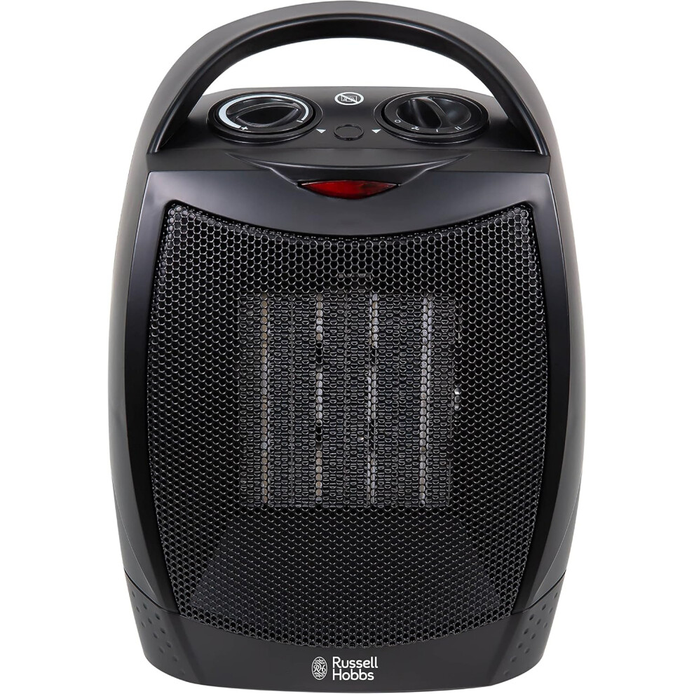 Russell Hobbs 1500W/1.5Kw Electric Heater Ptc Ceramic Space Heater, Portable Upright, 2 Heat Settings, Overheat Protection Black
