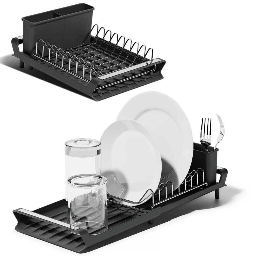 Expandable Dish Drying Rack - Stainless Steel Over Sink Kitchen Holder