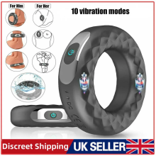 10-Mode USB Rechargeable Vibrating Silicone Penis Ring for Men & Women - Enhanced Erections & Endurance