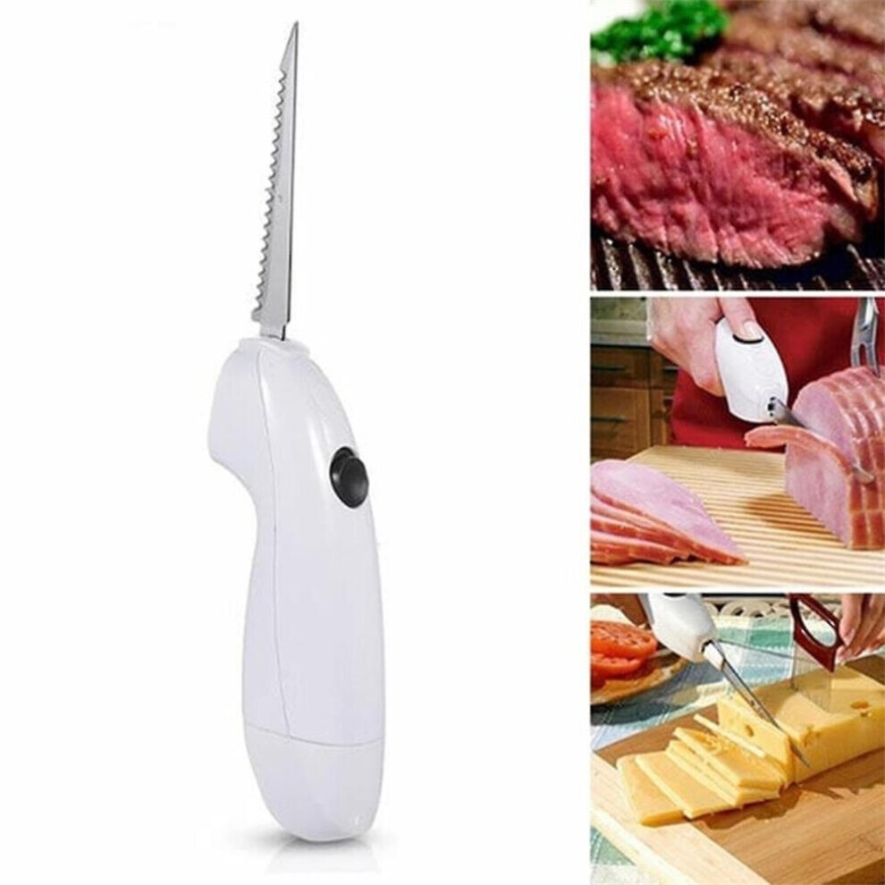 Electric Cordless Knife For Meat, Fruit, Vegetable - Kitchen Electric Knife For Carving Meats White