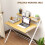 Homcom HOMCOM Folding Desk with 2-Tier Shelf for Home Office, Maple Wood-effect 4