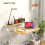 Homcom HOMCOM Folding Desk with 2-Tier Shelf for Home Office, Maple Wood-effect 6