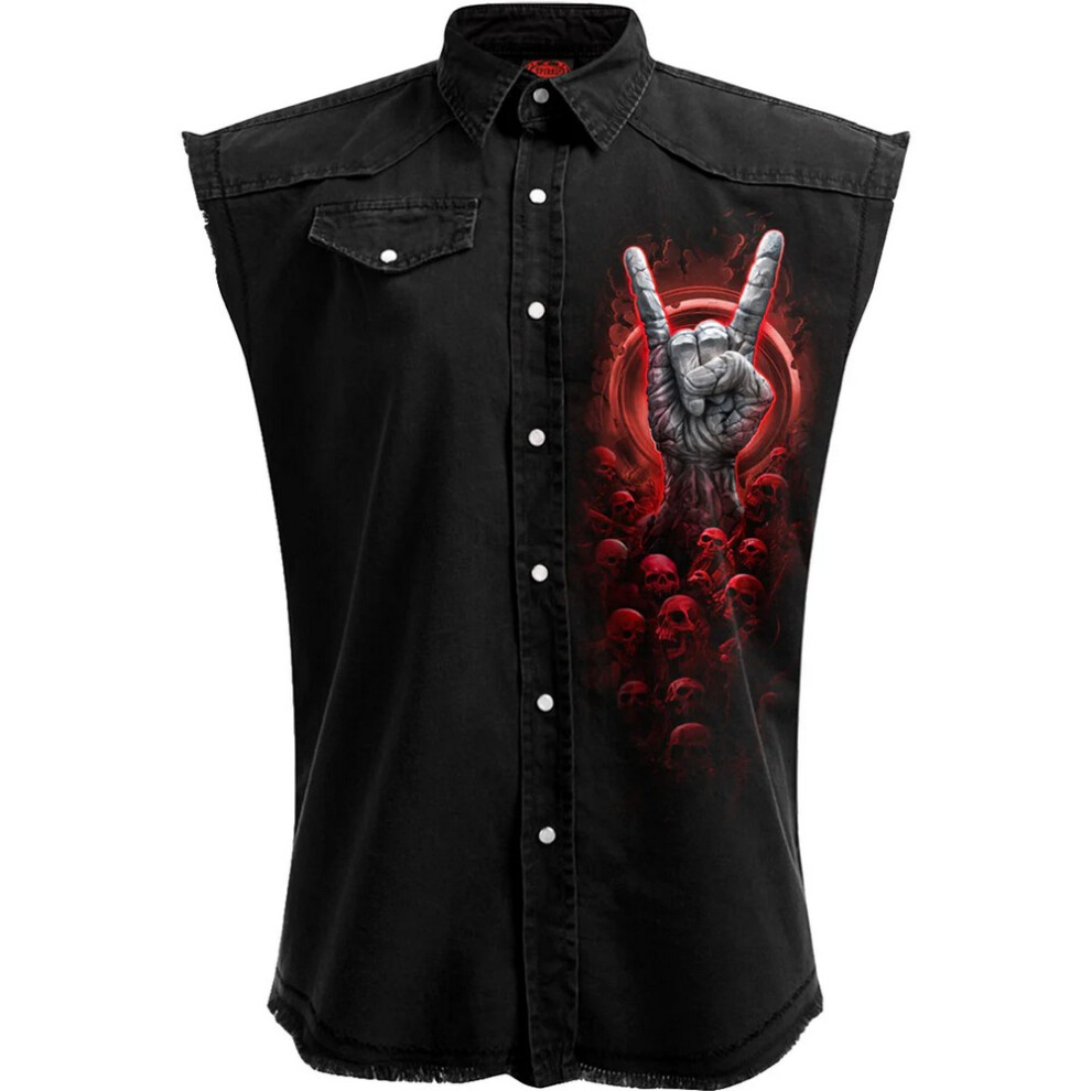 (XL, Black) Spiral Direct Unisex Adult Tomb Of Rock Stone Wash Sleeveless Shirt