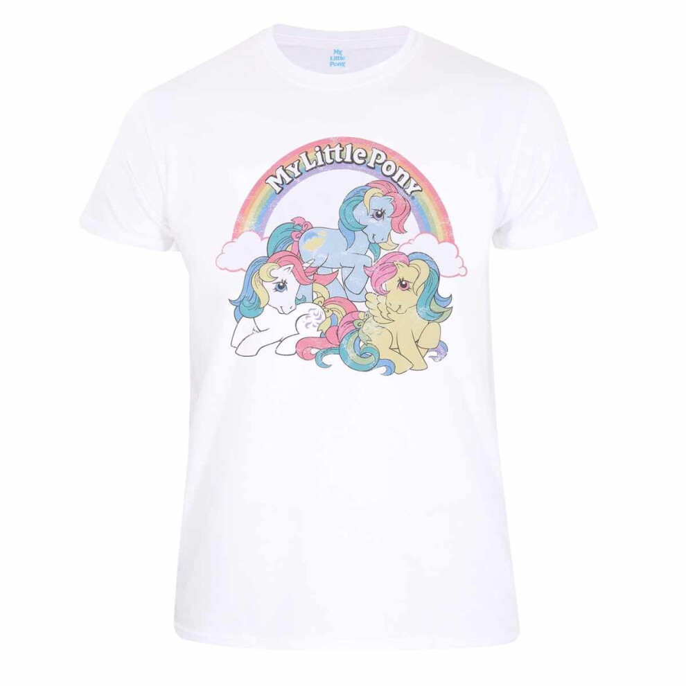 (M, White) My Little Pony Unisex Adult Vintage T-Shirt