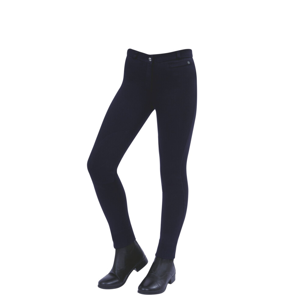 (25in, Navy) Dublin Childrens/Kids Supa-fit Zip Up Knee Patch Jodhpurs