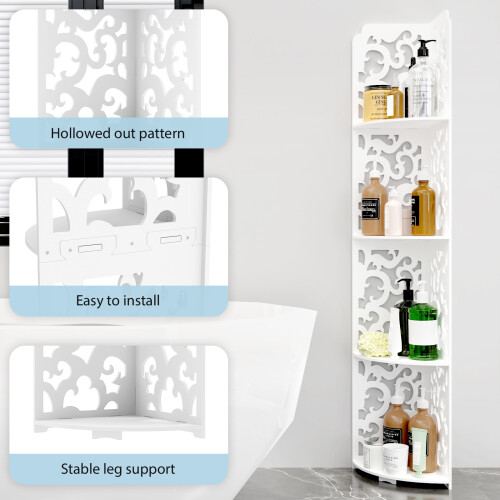 Corner Shelf Unit 4 Tier Freestanding Storage Unit Bathroom Shelves Bookcase Display Corner Rack 2