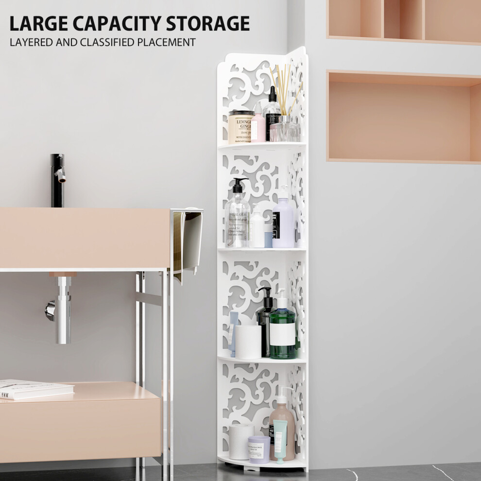 4 Tier Corner Shelf Plant Stand Rack Floor Storage Units for Kitchen Bedroom Living-room Balcony