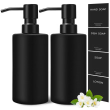 GMISUN svart tvl dispenser handtvl dispenser badrum 2 pack hand och diskmedel dispenser set fr kk 12oz glas flytande tvl och lotion dispense