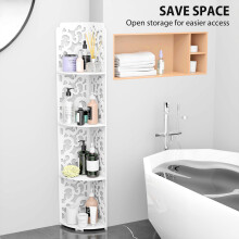 Corner Shelf 4 Tier Free Standing Corner Bookshelf Display Corner Bookcase Open Storage Unit for Living Room Office Bedroom