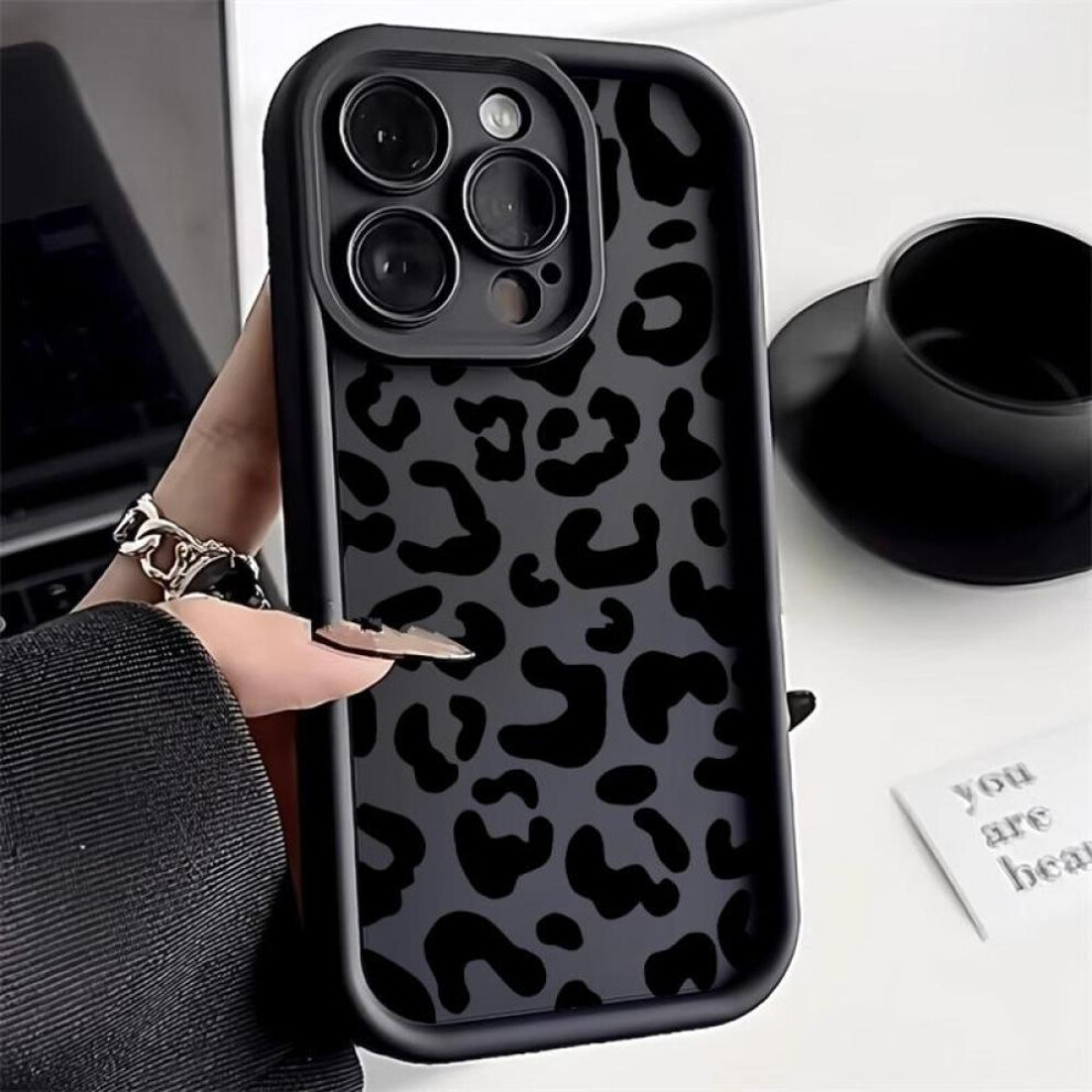 (black, iPhone 13) Leopard Print Silicone Phone Case For Iphone 16 15 12 13 11 14 Pro Max Xr Xs Max X 7 8 Plus Se 2022 3 2 Soft Shockproof Silicone Bumper Cover Fundas