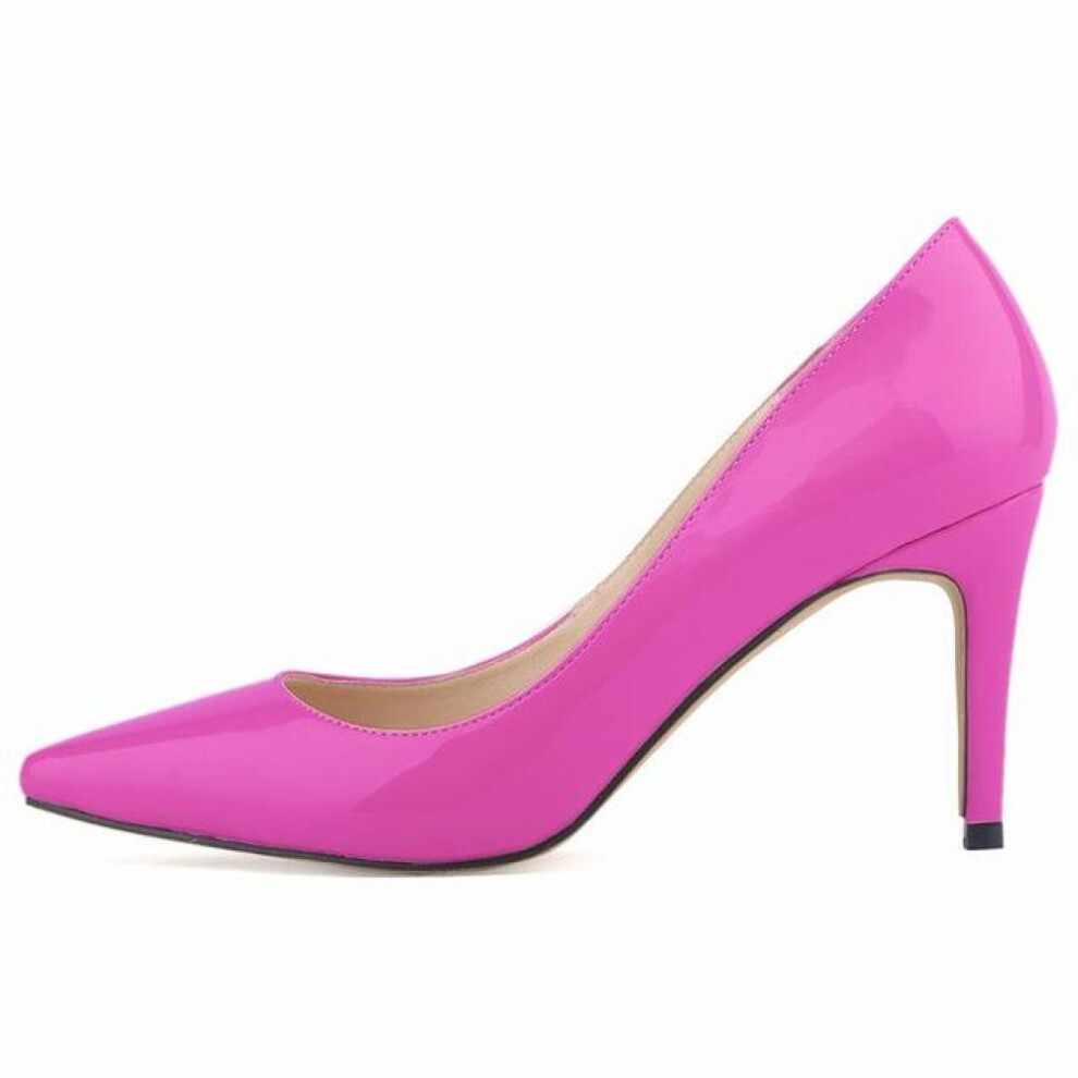(purple, 42) Women&apos;s Leopard Patent Leather Stiletto Sexy Pointed Toe High Heels Corset Work Wedding Pumps Shoes Shoe