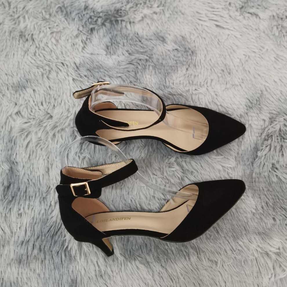 (black, 37) Loslandifen Women Sandals Summer Ladies Suede Thin High Heels Pumps Wedding Party Woman Shoes Open Toe Sexy Ankle Straps Sandals Shoe